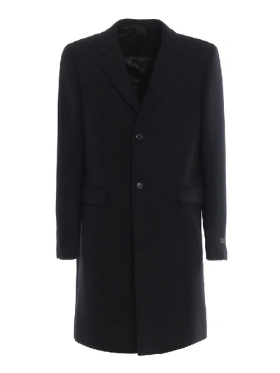 Shop Prada Wool And Cashmere Blend Coat In Black