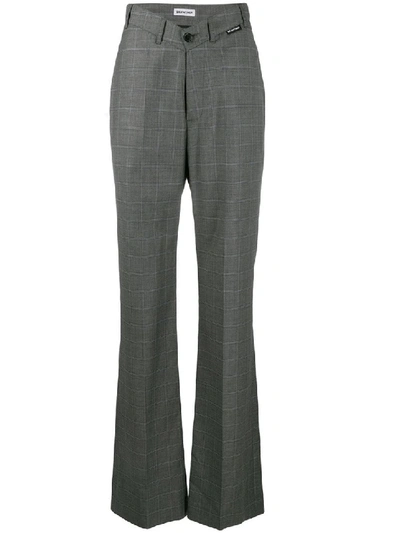 Shop Balenciaga Grey Women's V-neck Check Trousers