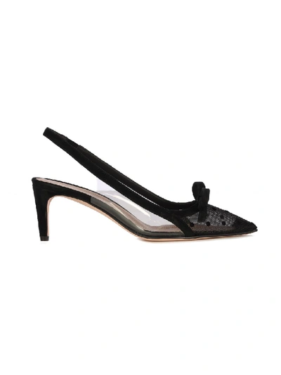 Shop Red Valentino Suede And Pvc Slingback Sandals In Black
