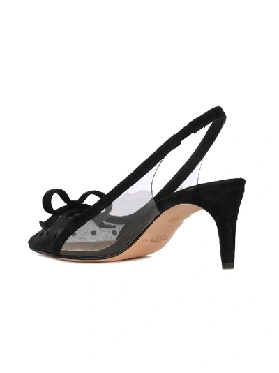 Shop Red Valentino Suede And Pvc Slingback Sandals In Black