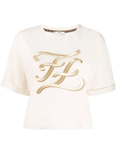 Shop Fendi White Women's Karligraphy T-shirt