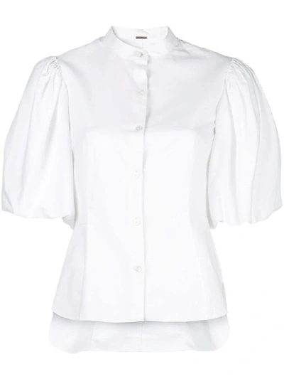 Shop Adam Lippes White Women's White Puff Sleeve Shirt