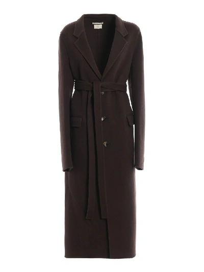 Shop Bottega Veneta Double Wool Long Coat In Black