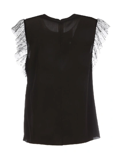 Shop Red Valentino Ruched Silk Top In Black