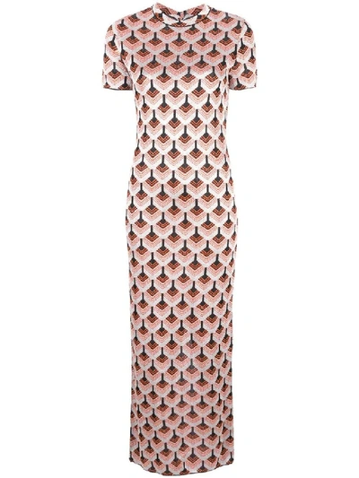 Shop Paco Rabanne Multicolor Women's Geometric T-shirt Maxi Dress In Pink