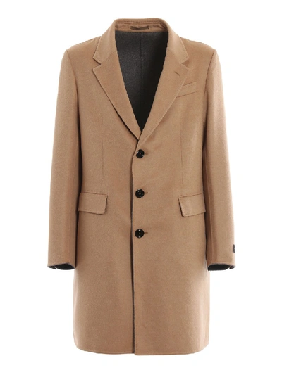 Shop Ermenegildo Zegna Wool And Cashmere Single Breasted Coat In Neutrals
