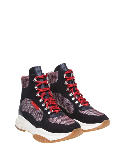 Shop Jimmy Choo Inca Sneakers In Leather And Fabric Color Black / Red