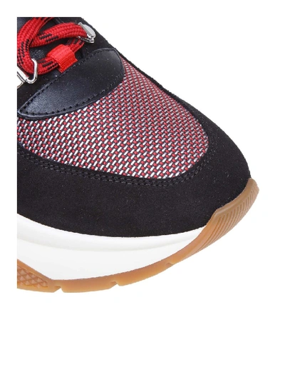 Shop Jimmy Choo Inca Sneakers In Leather And Fabric Color Black / Red
