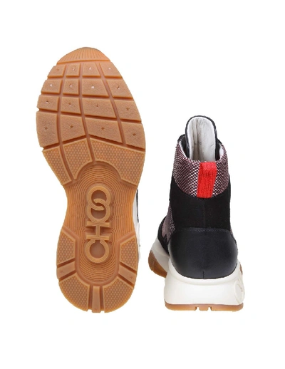 Shop Jimmy Choo Inca Trainers In Leather And Fabric Colour Black / Red