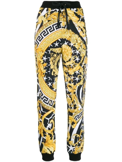 Shop Versace Multicolor Women's Savage Barocco Print Track Pants In Black