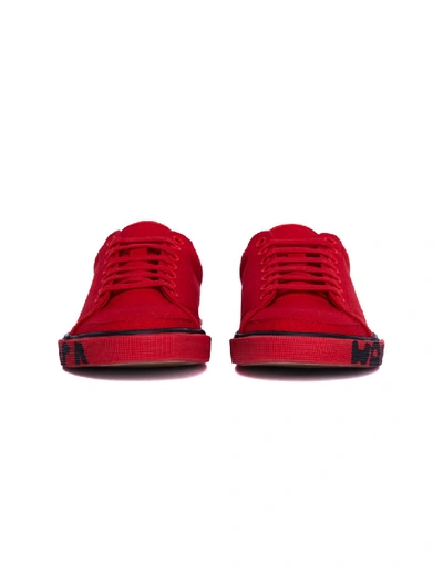Shop Balenciaga Red Cotton Match Sneakers