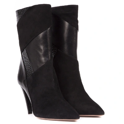 Shop Aquazzura Paneled Black Leather Boots