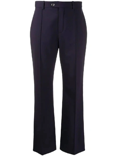 Shop Chloé Blue Women's Navy Cropped Tailored Trousers In Black