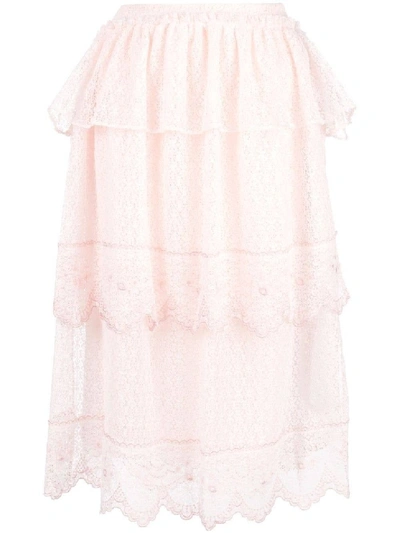 Shop Simone Rocha Pink Women's Frill Tiers Skirt In Neutrals