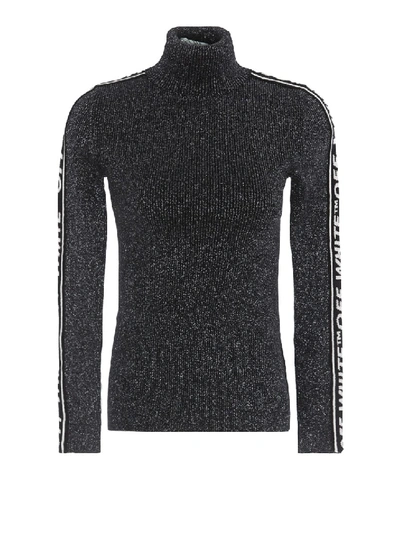 Shop Off-white Metallic Turtleneck Sweater In Black