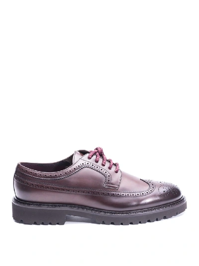 Shop Doucal's Leather Brogue Lace-up Shoes In Grey