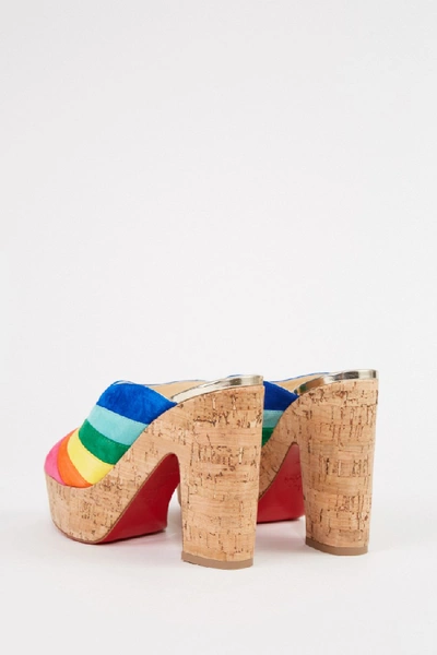 Shop Christian Louboutin Suede Leather Mules 'o Sister' Cork/multi In Brown