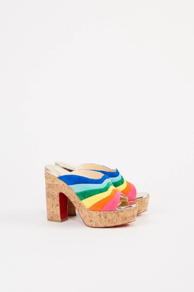 Shop Christian Louboutin Suede Leather Mules 'o Sister' Cork/multi In Brown