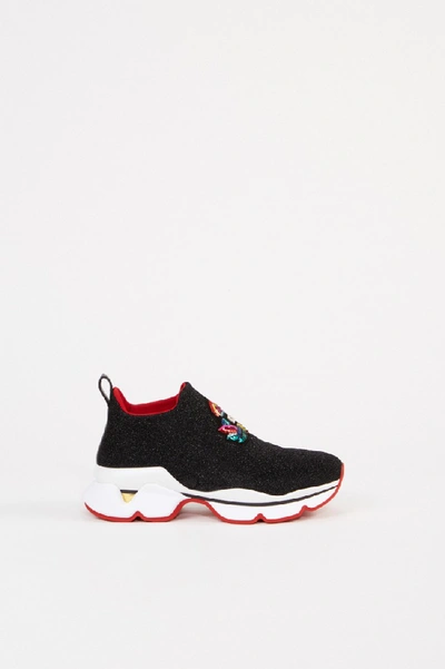 Shop Christian Louboutin Sneaker 'crestirun' With Metallic Look Black/multi