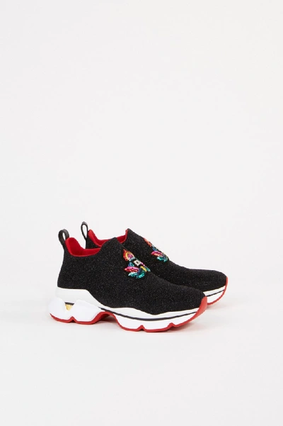 Shop Christian Louboutin Sneaker 'crestirun' With Metallic Look Black/multi