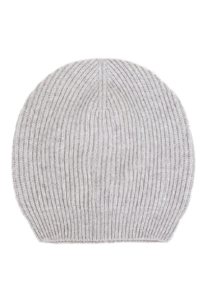 Shop Fabiana Filippi Wool-silk Knitted Cap Grey In White