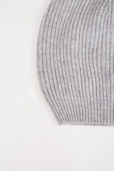 Shop Fabiana Filippi Wool-silk Knitted Cap Grey In White