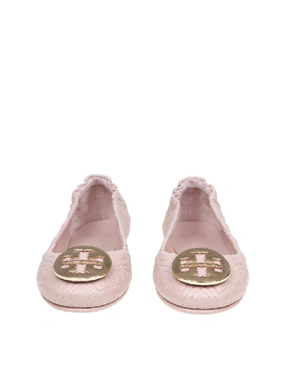 Shop Tory Burch Minnie Ballerina In Quilted Leather In Neutrals