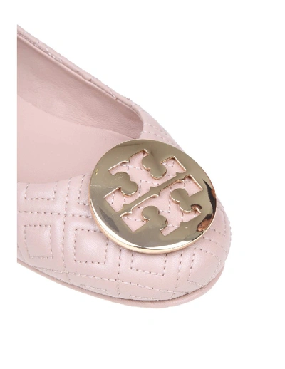 Shop Tory Burch Minnie Ballerina In Quilted Leather In Neutrals