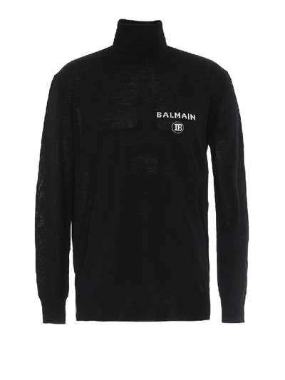 Shop Balmain Wool Turtleneck With Side Zippers In Black