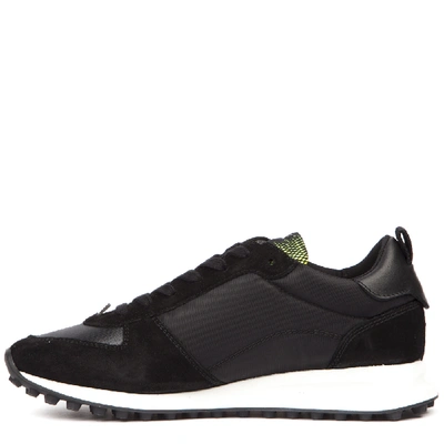 Shop Dsquared2 Black And Green Leather And Technical Fabric Sneakers