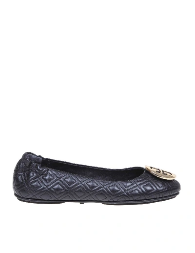 Shop Tory Burch Minnie Ballerina In Quilted Leather In Grey