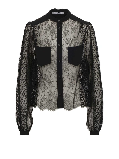 Shop Givenchy Black Chantilly Lace Shirt In Grey