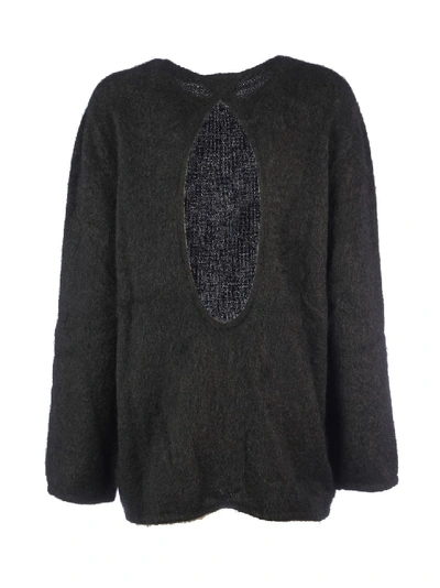 Shop Vetements Open-back Mohair-blend Sweater In Black