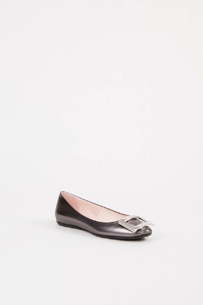 Shop Roger Vivier Flats 'gommette' With Glitter Leather Grey