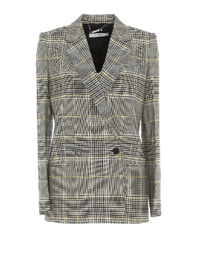 Shop Givenchy Double-breasted Checked Stretch Wool Blazer In Grey