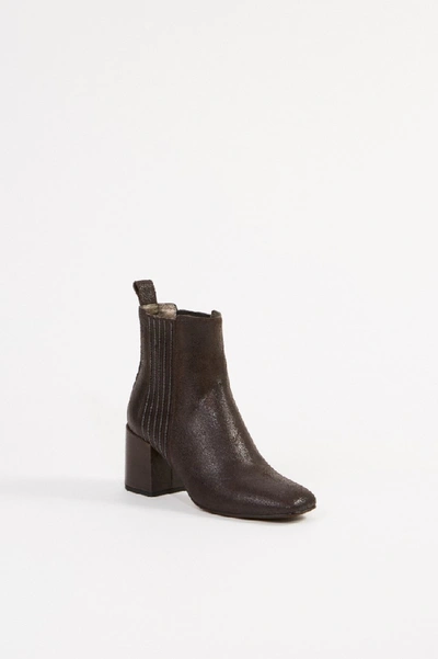 Shop Brunello Cucinelli Leather Ankle Boot With Pearl Decoration Brown In Black