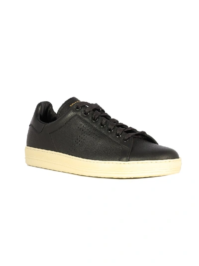 Shop Tom Ford Low-top Leather Sneakers In Black