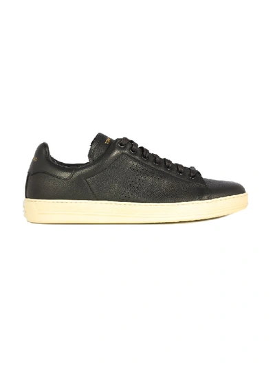 Shop Tom Ford Low-top Leather Sneakers In Black