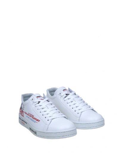 Shop Kenzo Tennix Low Top Sneakers In White Color Leather In Blue