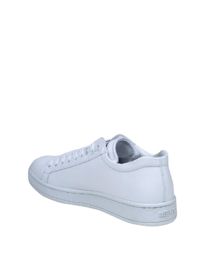 Shop Kenzo Tennix Low Top Sneakers In White Color Leather In Blue