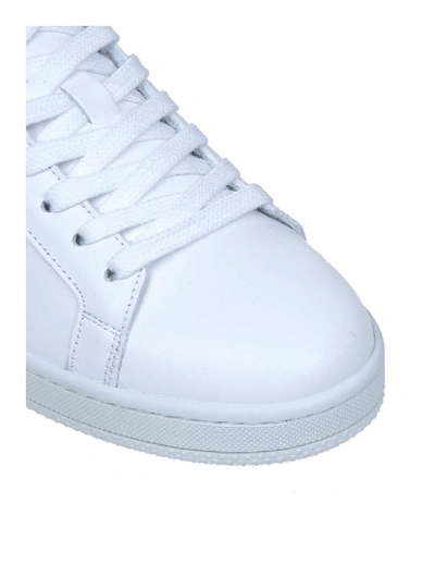 Shop Kenzo Tennix Low Top Sneakers In White Color Leather In Blue