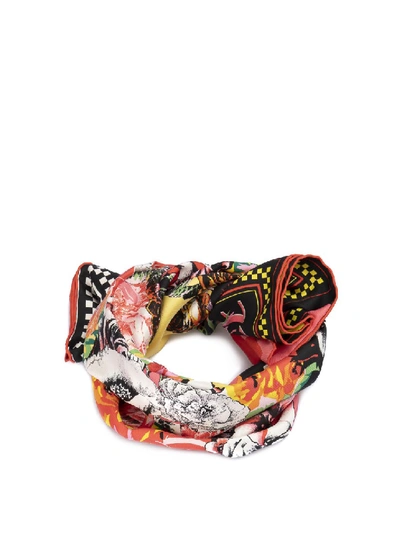 Shop Versace Floral Silk Square Scarf In Black