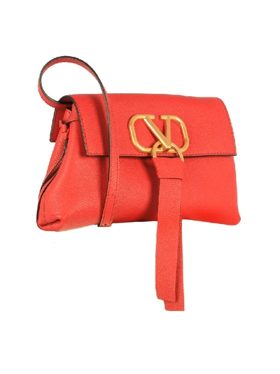 Shop Valentino Vring Leather Clutch In Red