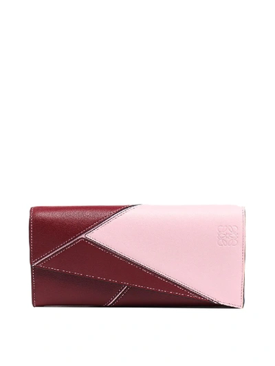 Shop Loewe Puzzle Continental Wallet In Red