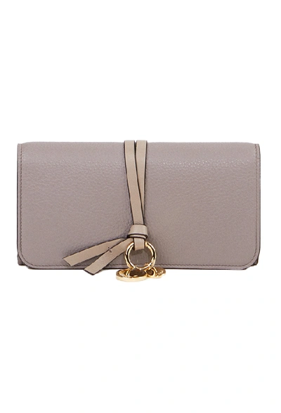 Shop Chloé Leather Wallet' Alphabet' Grey
