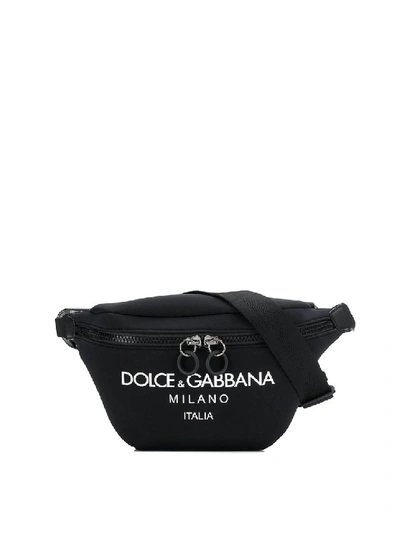Shop Dolce & Gabbana Black Palermo Neoprene Belt Bag