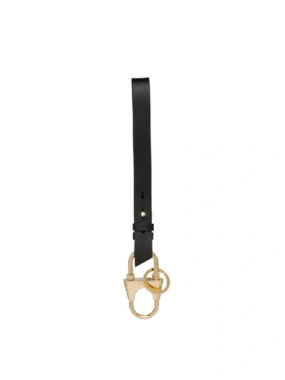 Shop Prada Leather Key Holder In Black