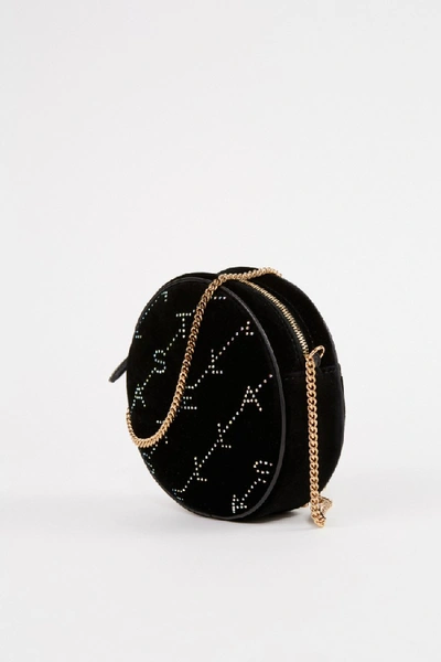 Shop Stella Mccartney Round Velvet Bag 'mini Round Bag' Black