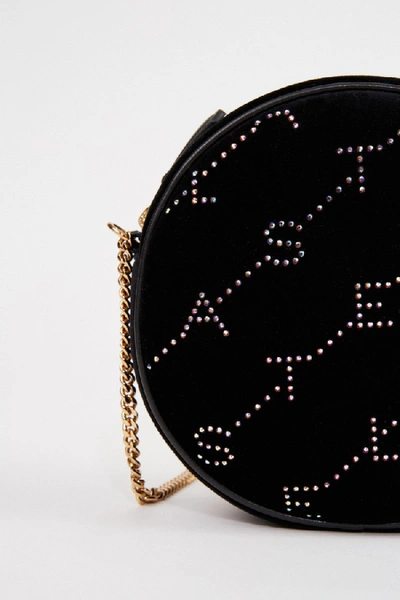 Shop Stella Mccartney Round Velvet Bag 'mini Round Bag' Black