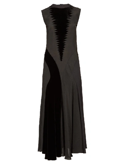 Shop Loewe Velvet-panelled Crepe Maxi Dress In Black